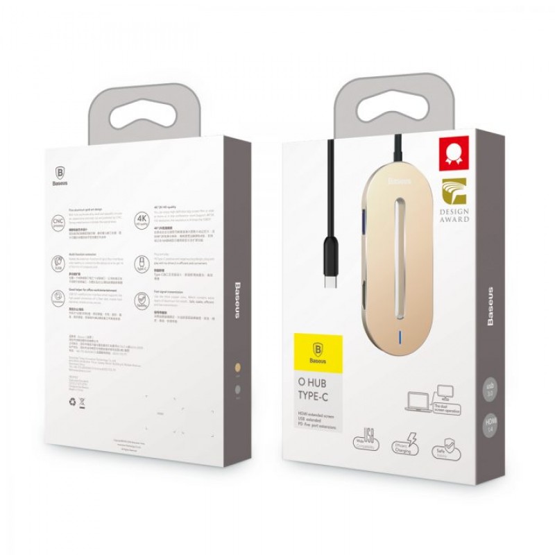 Baseus O HUB CABOOK-0V, многофункциональный USB type-C Hub